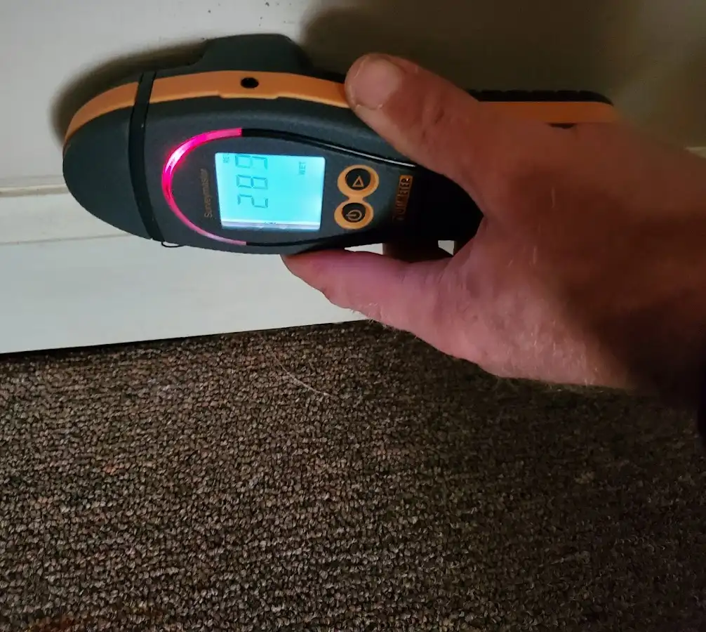 Moisture detection at baseboard during Mold Inspection & Testing in Lawrence